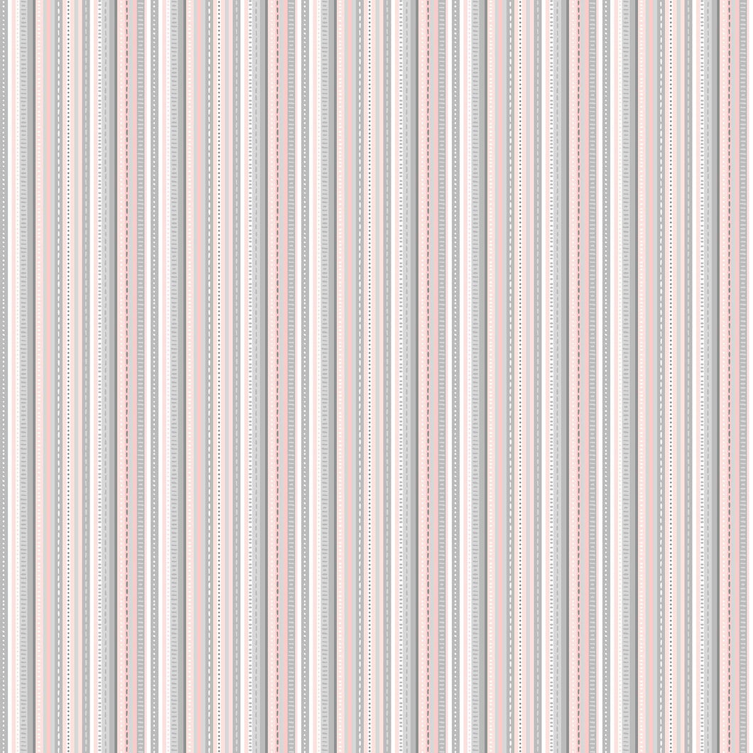 HELLO LITTLE ONE, Gray, Pink and White Stripes,  22697-21