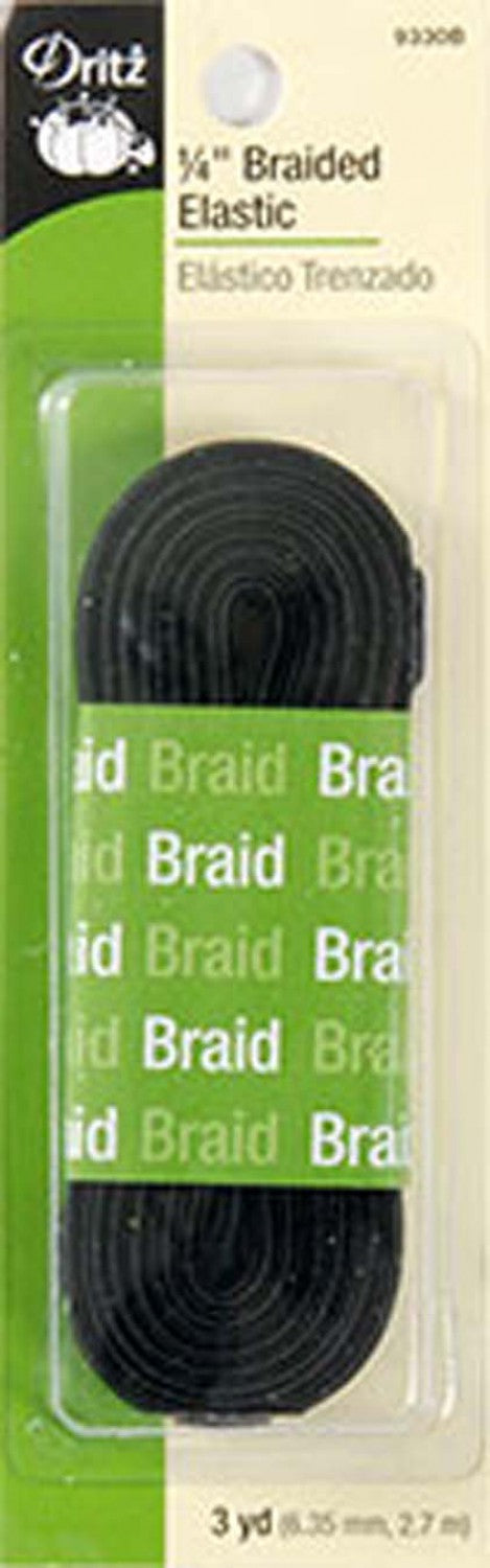 Black Braided Elastic 1/4in x 3yds, from Dritz