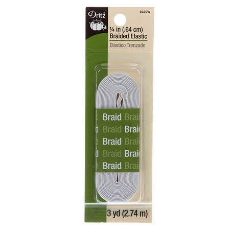 White Braided Elastic 1/4in x 3yds, # 9330W from Dritz